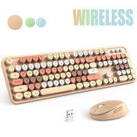 2.4G NANO Wireless Keyboard set ขนาด104คีย์บอร์ดเมาส์ Combo ผสมสี Punk keycap คีย์บอร์ดสำหรับแล็ปท็อป Windows PC ไอแพด