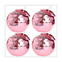 4PCS Disco Ball Cups Unique Cocktail Glasses Bar Tools Party Glasses Flashlight Straw Wine Goblets Drink Cups