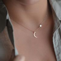 New Fashion Simple Star amp; Moon Pendant Necklace For Women New Bijoux Maxi Statement Necklaces Collier Fashion Jewelry