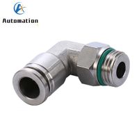 304 stainless steel Pneumatic Fittings 4mm-16mm plug-in quick connector G1/8 G1/4 G1/2 Thread air pipe Elbow joint Sealing ring Coil Springs