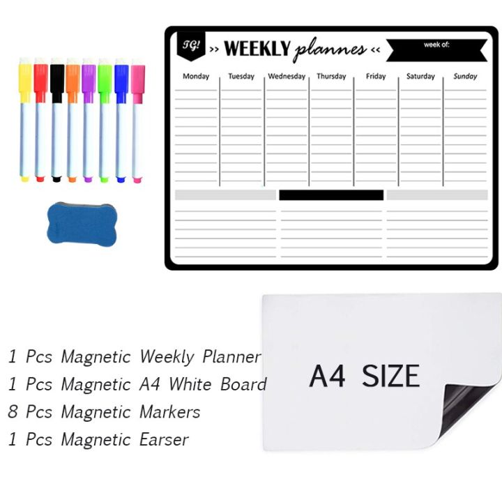 weekly-monthly-planner-calendar-magnetic-whiteboard-dry-erase-stickers-for-wall-fridge-memo-message-drawing-magnetic-markers-pen