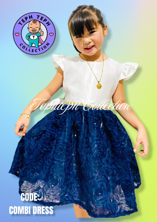 rare dress white with floral blue bottoms for kids Lazada PH