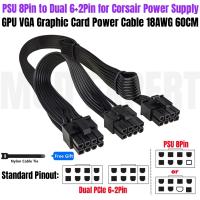 CORSAIR asli PCIe 8Pin untuk Dual 8Pin 6 2P GPU VGA Modular kabel daya untuk AX760i AX860i AX1200i AX1500i tipe 3 PSU 60CM 18AWG