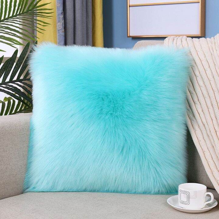 sales-nordic-ins-style-home-square-pillow-plush-net-red-pink-fur-imitation-wool-girl-sofa-cushion