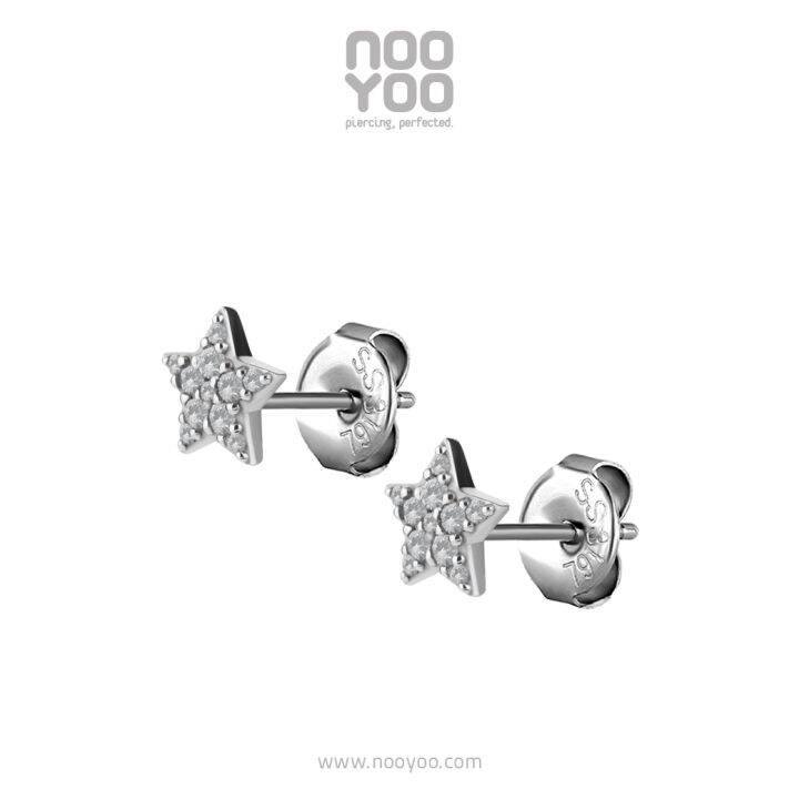 nooyoo-ต่างหูสำหรับผิวแพ้ง่าย-star-with-cubic-zirconia