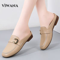 Vivana รองเท้าส้นเตี้ยสลิปออนสำหรับผู้หญิง,รองเท้าโลฟเฟอร์แบบหนังสไตล์เกาหลีไซส์ใหญ่35ถึง41 Comfort สีดำครึ่งรองเท้าตุ๊กตาสำหรับผู้หญิงลดราคา2023รองเท้าผู้หญิง