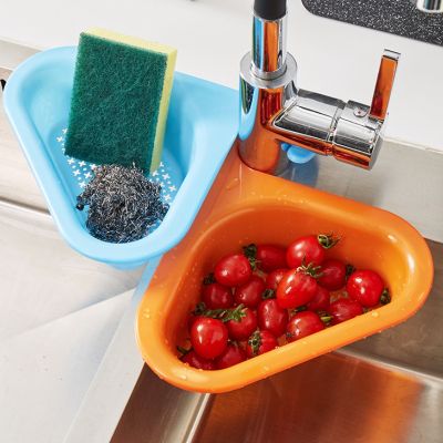 ❦ Sink Strainer Leftover Drain Basket Kitchen Vegetable Soup Garbage Filter Household Triangular Plastic Water Filter Rack Drainer