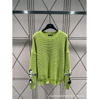 GTZJ 23 Early Autumn New Green Cross pattern round neck sweater loose slimming white pullover knitted top