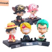 อะเมอาห์ของเล่น PVC โมเดลการสะสม Zoro Luffy ขนาดเล็กรูปลิง Hiasan Mobil และแอ็กชันฟิกเกอร์ลูฟี่ของเล่นโมเดล