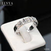 Lenya Jewelry แหวนตัวเงินทำจากเงินแท้ 925 ชุบทองคำขาว หรูสุด สะดุดตา ด้วยสไตล์ เพชรทรง Baguette สลับทรงกลม ใส่ได้ทั้งหญิงและชาย