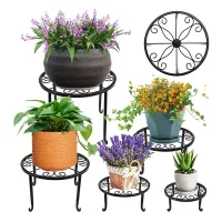 5 Pack Metal Plant Stand for Outdoor &amp; Indoor Plants, Heavy Duty Flower Pot Stands for Multiple Plants, Rustproof