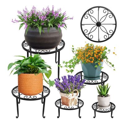 5 Pack Metal Plant Stand for Outdoor &amp; Indoor Plants, Heavy Duty Flower Pot Stands for Multiple Plants, Rustproof