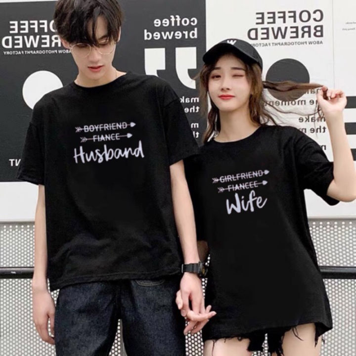 ภรรยาสามีคู่เสื้อยืดของขวัญวันวาเลนไทน์แฟชั่นการ์ตูนแฟนแฟนคู่หมั้นฤดูร้อนสวมใส่เกาหลีแขนสั้นเสื้อยืดบางด้านบน