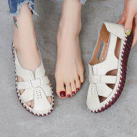 ของแท้หนังผู้หญิงแฟลต Hollow รองเท้าผู้หญิงฤดูร้อนผู้หญิง Loafers Breathable Beach รองเท้าแตะหญิงขนาดใหญ่35-422023
