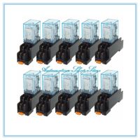 ซ็อกเก็ตฐานพร้อม HH62P LY2NJ ขดลวดพลังงานรีเลย์ DPDT 8PIN 10A 220โวลต์ AC110V 24โวลต์ DC12V ยี่ห้อใหม่10ชิ้น