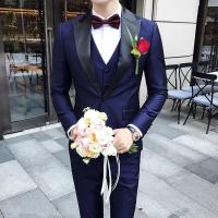 Latest Coat Pant Designs Navy Blue Formal Wedding Men Dress 3 Pieces Suits Slim Fit Groom Wedding Suits For Men