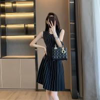 Factory Outlet Spot Ice Silk Striped Sleeveless Dress Female 2023 Summer New Outer Wears Waist Temperament High