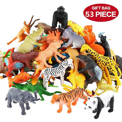 53pcsset Mini Animal World Zoo Model Figure Action Toy Set Cartoon Simulation Animal Lovely Plastics Collection Toy for Kids