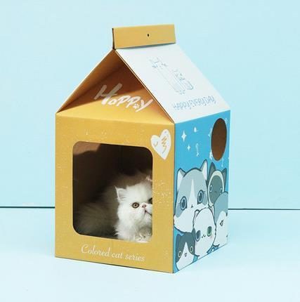 hoo-ลูกฟูกกระดาษบ้านแมวสไตล์ญี่ปุ่นเตียงสำหรับแมวบดกรงเล็บแมว-s-cratcher-รังแผ่นรอยขีดข่วนกระดาษแข็ง