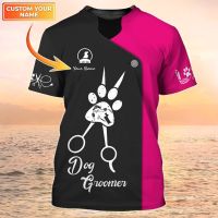 2023 In stock Newest Summer  Mens T-shirt Dog Groomer  3D Printed t shirt Unisex Casual Tops Grooming Uniform DW147 X，Contact the seller to personalize the name and logo