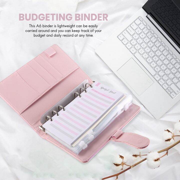 budget-binder-a6-ring-binder-notebook-with-clear-cash-envelope-for-cash-stuffing-money-organiser-with-label-stickers