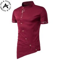 Baru PRA Kemeja N Ganda Breasted Keja Lengan Panjang เข้ารูปพอดี Kemeja Hawaii Blusas Camisa Masculina Kasual Laki-Laki