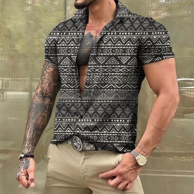 เสื้อผู้ชายย้อนยุคฮาวายฮาราจูกุสำหรับฤดูร้อนการพิมพ์ภาพแขนสั้นแนวสตรีทเสื้อผ้าแฟชั่นไซส์ใหญ่
