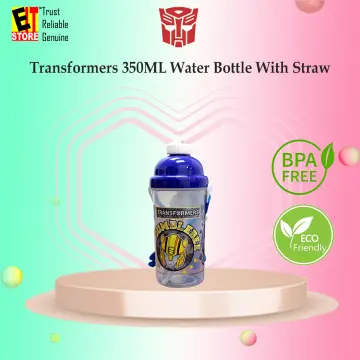 Transformers 600ml Water Bottle with Pop-up Straw