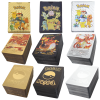 เกมการ์ดจับคู่  เกมส์ปาร์ตี้ การ์ดpokemon 1 Set New High Quality Pokemon Cards Metal Gold Sliver Spanish English Vmax GX Energy Child Trainer Card Charizard Pikachu Rare Collection Battle Trainer Boys Gift