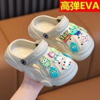 【Ready】? High-elastic EVA parent-child outer wear hole shoes boys baby summer non-slip soft bottom childrens beach sandals and slippers