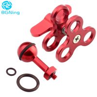 ✧☇卐 Diving Ball Fixture Lights Arm Triple Butterfly Clip Clamp Mount 1/4 Screw Adapter for Gopro Hero 5 6 for GitUp DSLR Camera