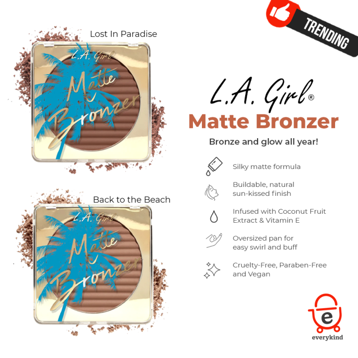 LA Girl Matte Bronzer Silky, Natural Matte Finish, Perfect for Morena