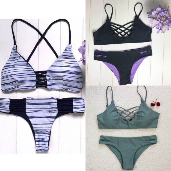 【C&A】 Outfit Idea Fashion Style Stripe Bikini Set Swimsuits Lazada PH