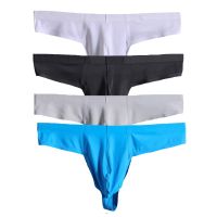 【CW】 4PCS/Lot Men Ultra-thin Silk Thong Transparent Low Waist Seamless Gay Male G-strings