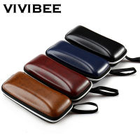 VIVIBEE ผู้ชายสีดำหนัง PU แว่นกันแดดกรณีซิปกันน้ำอาทิตย์แว่นตาแว่นตาการจัดเก็บแว่นตาของแท้ปรากฏการณ์กล่อง