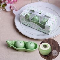 Funny Cute Pea Pod Seasoning Jars Green Ceramic Spice Jars DIY Handpainted Seasoning Bottle Generic Kitchen Tools