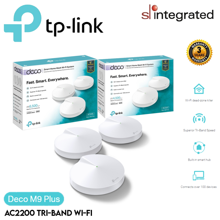 Tp Link Deco M9 Plus Ac2200 Smart Home Mesh Wifi Wireless System For Unifi Turbomaxistime Lazada 9743