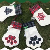 Christmas socks bear paw dog bones fish bones pet socks snowflake Christmas socks gift bag christmas decorations for home