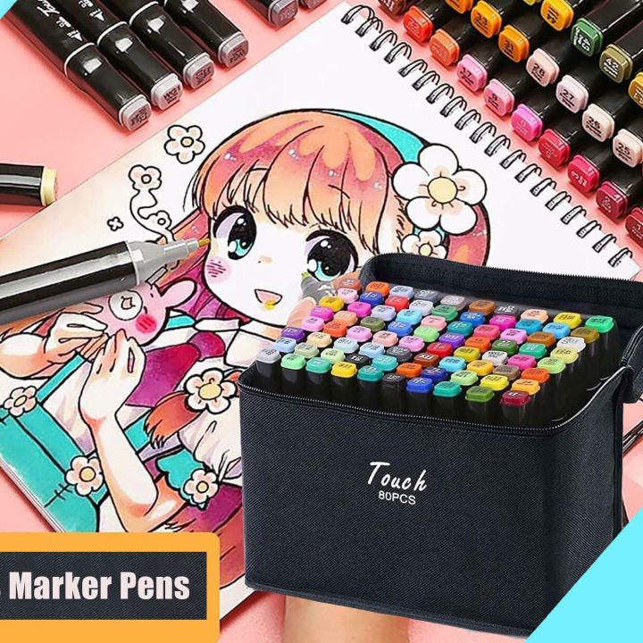 Markers Set 30/40/60/80 Color Markers Sketch Set For Manga Design Double  Head Brush Pen For School Art Supplies Design Marker