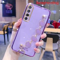 เคส OPPO Reno 3 Pro Oppo Reno 3เคสนิ่มชุบด้วยไฟฟ้าพร้อมสายรัดข้อมือสร้อยข้อมือความรักสำหรับเด็กผู้หญิงของแท้ทำจากซิลิโคนกันกระแทก YBAX01ดีไซน์ใหม่