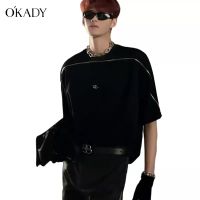 เสื้อ เสื้อยืดผู้ชาย เสื้อยืด OKADY ใหม่หลวมเกาหลีผู้ชาย ins แนวโน้มศิลปะเสื้อยืดแฟชั่นกระแสน้ำแบรนด์คอกลมแขนสั้นวัยรุ่นนิยมง่ายด้านบน