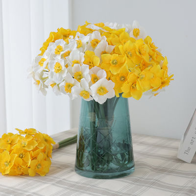 6pcs/Bunch Fake Flowers Bouquet Artificial Plant Wreath Narcissus Daffodil Home Decoration 6pcs/Bunch
