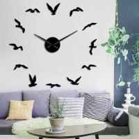 ZZOOI Seagulls Flying Birds DIY Quartz Giant Wall Clock Nature Animals Home Decor Non Ticking Watch For Living Room Bird Lovers Gift