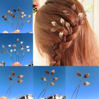 【cw】 Luxury Leaves Hair Pin Clip Rhinestone Wedding Hairpins Sticks for Styling Jewelry Accessories