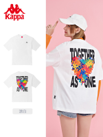 Kappa Kappa เสื้อยืดคอกลมแขนสั้นสำหรับคู่รักชายและหญิงเสื้อยืดหน้าร้อนครึ่งแขนแนว Athleisure คอกลมติดกัน