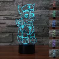 ♘♠▤ Paw Patrol 3D Night Light 7 Colors Gradient Chase USB LED Table Lamp