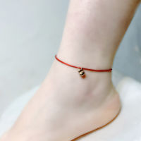 XF800 Real 18K Gold Anklet AU750 Gold Gourd Pendant Adjustable Red Rope for Women Fine Jewelry Gift J574