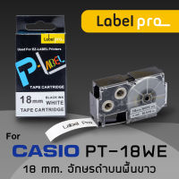 เทป พิมพ์ อักษร ฉลาก เทียบเท่า Label Pro สำหรับ Casio XR-18WE1 XR18WE1 XR 18WE1 18YW1 (PT-18WE) 18 มม. อักษรดำบนพื้นขาว (8M) by Office Link