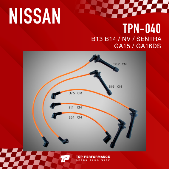 top-performance-ประกัน-3-เดือน-สายหัวเทียน-nissan-sunny-b13-b14-nv-sentra-เครื่อง-ga15-ga16d-s-tpn-040-made-in-japan-นิสสัน