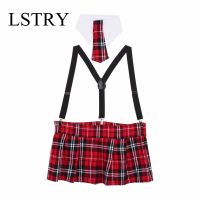 LSTRY Women Sexy Cosplay Lingerie Student Uniform School Girl Ladies Sexy Costume Dress Women Lace Miniskirt Outfit Short Top